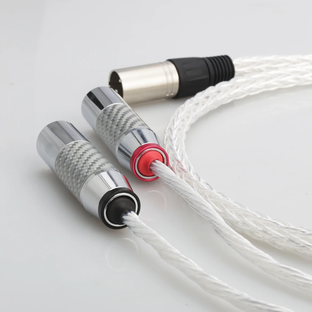 Audiocrast 8ag silver plated 4 pin XLR Male to 2x 3 pin XLR Male Balanced cable Headphone Audio Adapter
