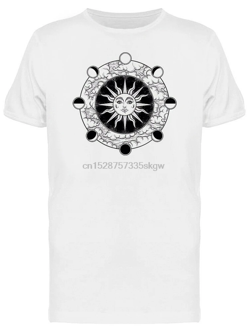Винтажная Мужская Футболка Sun Night Moon Phases-изображение от бренда Fashion Tee shirt | одежда