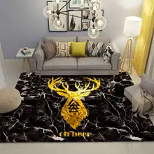 Коврик в скандинавском стиле, модный ковер, золотые рога, мраморный коврик для спальни, Противоскользящий коврик для дивана, пола, мягкий ковер для гостиной, для домашнего декора