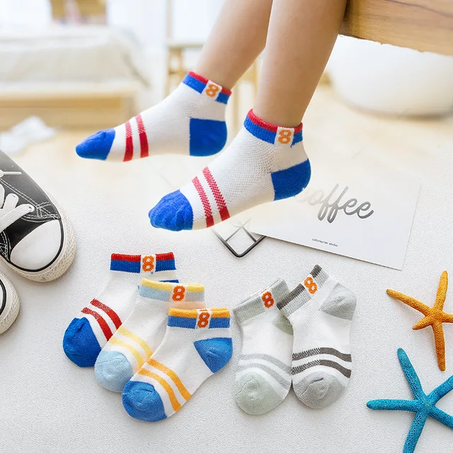 5 Paris/Lot Children Girl Socks Cute Baby Heart Star Cartoon Mesh Ankle Boys Socks  6