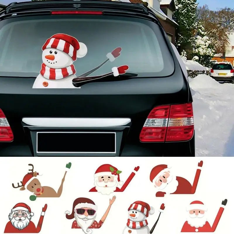 Рождественское украшение Санта Клаус развевающиеся наклейки для автомобиля стильные оконные наклейки для стеклоочистителей заднее украшение лобового стекла рождественские украшения
