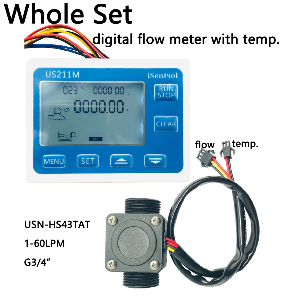 Us211m Lite Digital Flow Meter Water Flow Meter Hall Water Flow
