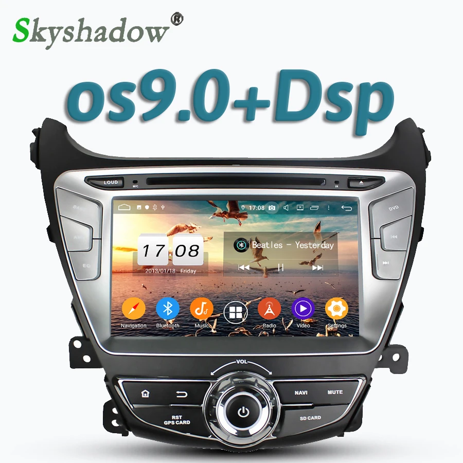 Discount Car DVD Player Android 9.0 4GB RAM 8 Core GPS Google map Radio wifi Bluetooth 4.2 DVR camera TV For Hyundai Elantra 2014 2015 0