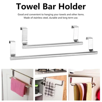 

2 Size Towel Racks Bar Hanging Holder Bathroom Kitchen Cabinet Shelf Rack Over Door Towel Rack Home Organizer Long Wall Hook