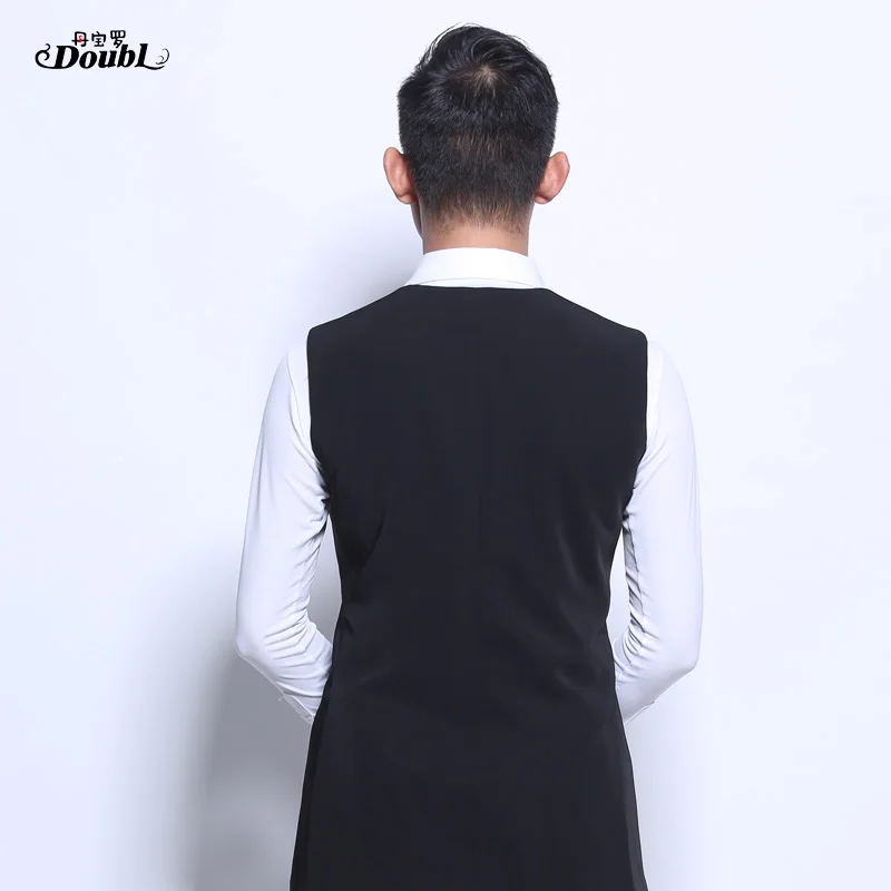 DOUBL Ballroom Long Waistcoat for Men's Standard Dance Waltz Suit Costume Formal Wear Adult Costume Man Top Stage Competition