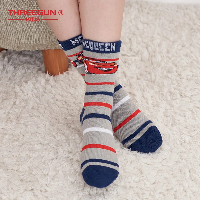 

THREEGUN X Disney 1-3PCS Boys Socks Cute Cartoon Socks Stripes Pattern Breathable Soft Children Girl Kids Socks 3 Pairs/Lot