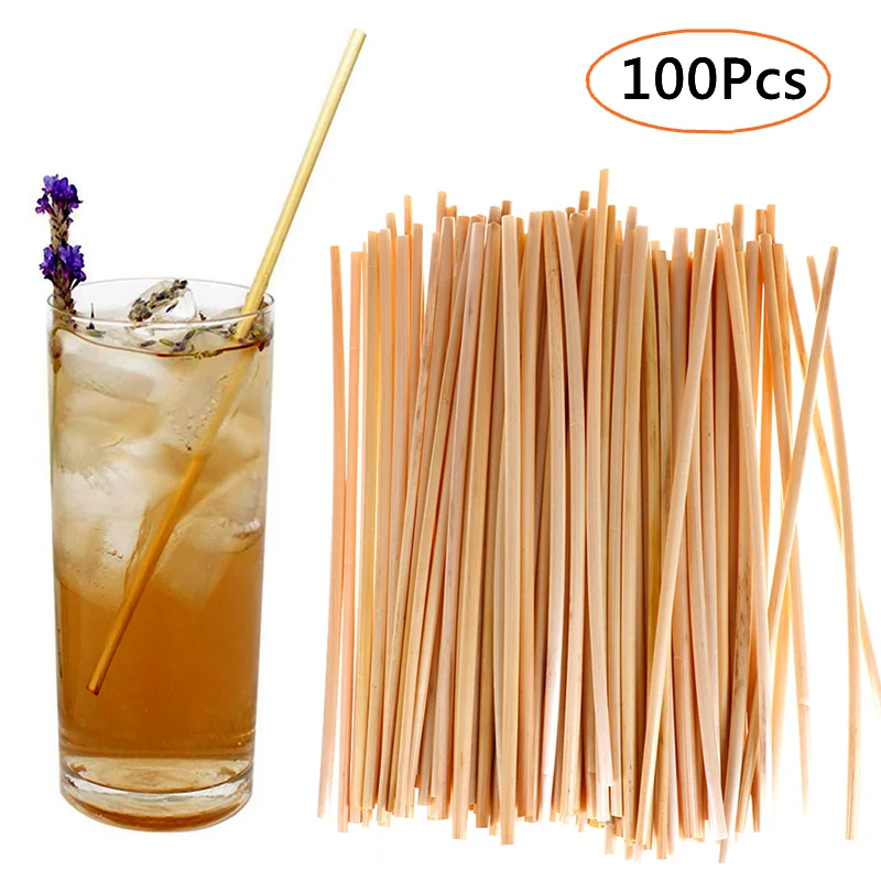 Disposable Plastic Straws Disposable Paper Straws 100pcs 20cm Disposable Wheat Straws Eco-Friendly Natural for Drinkware Bar