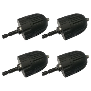 

4Pcs Keyless Adapters Impact Driver 0.8-10mm Hex Shank Clamping Range Driver Tool Thread 3/8inch 24UNF Hex Shank Adapter