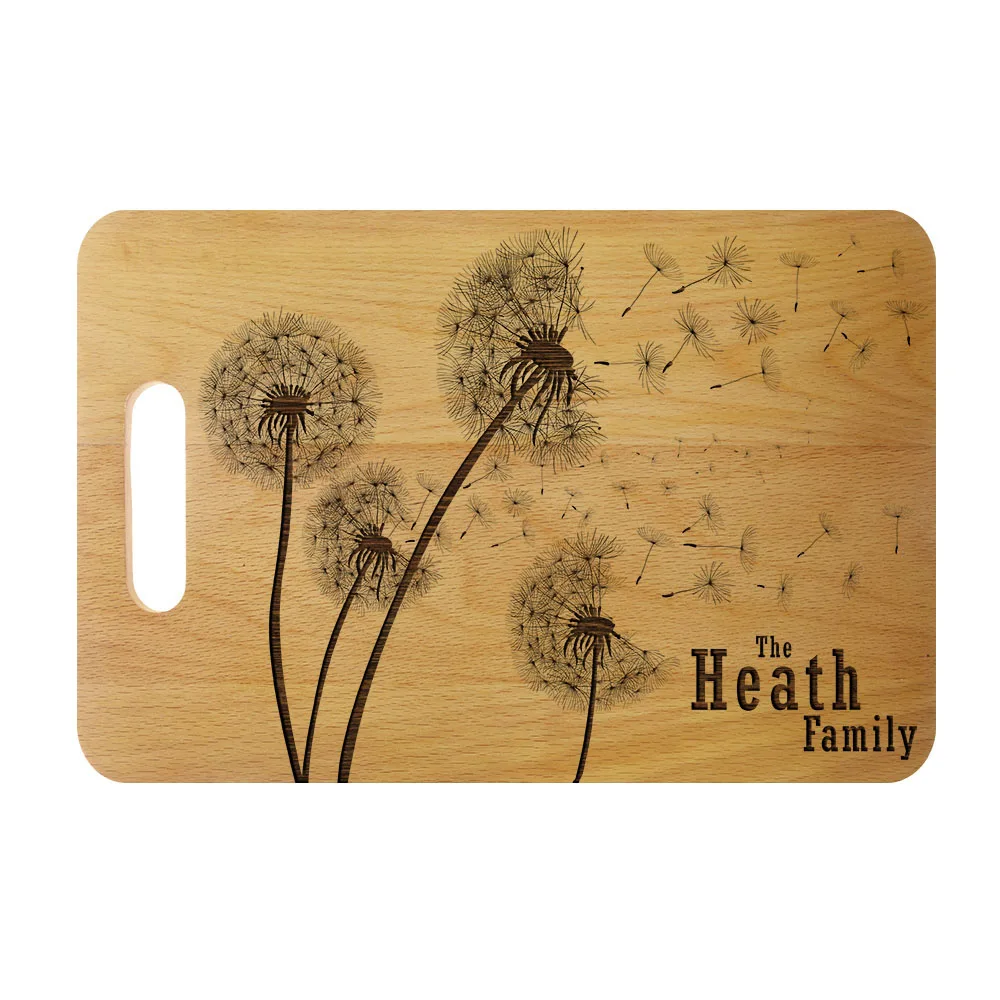 

Abstract Dandelions With Flying Seeds Custom Cutting Board Butcher Block Dandelion Flower Kitchen Decor Wedding Gift for Couple