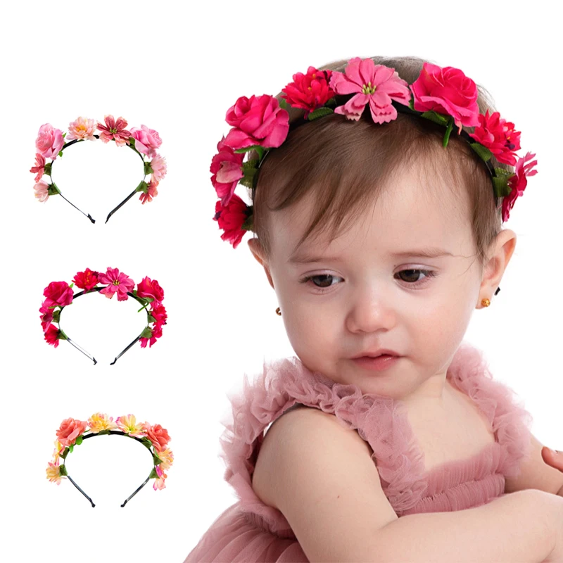 Baby Headband Baby Girls Crown Headband Princess Hair Accessories Kids Bridal Floral 0-3years Child Photo Tools hair accessories hair headband accessories baby headband set