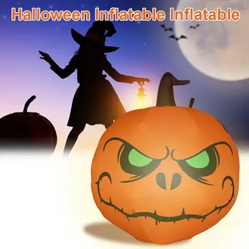 

1.2M Halloween Pumpkin Inflatable Decor With Big Green Eyes Internal Lights Halloween Pumpkin Inflatable Yard Decoration