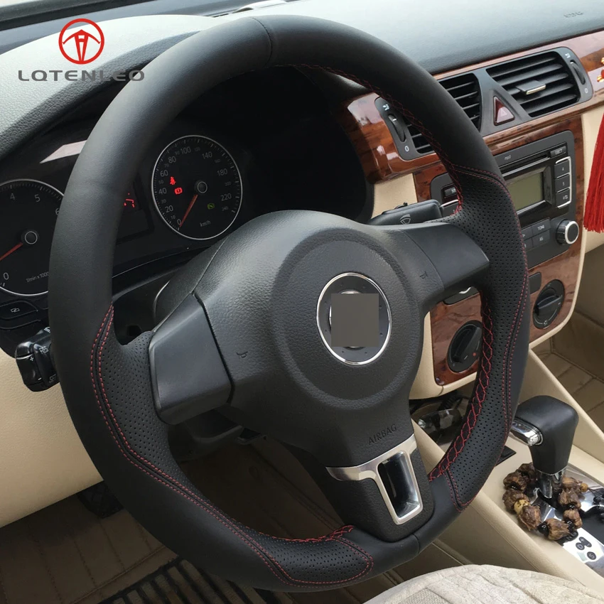 Задняя панель LQTENLEO из черной кожи для Volkswagen vw Golf 6 Mk6 Jetta Polo 2011 2014|car steering wheel cover|steering