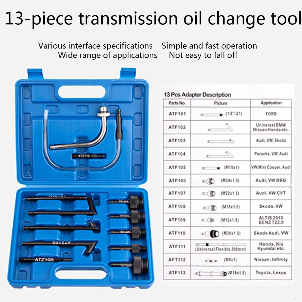 

13pcs Practical Aluminum Alloy Dispenser Oil Fill Adapter Set Transmission Fluid Accessories Refill System Connector For Ford