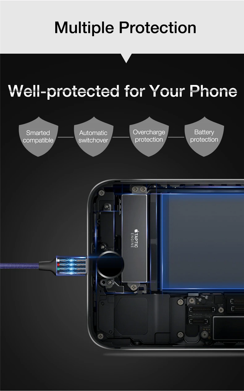 USB кабель с нейлоновой оплеткой usb кабель 8 Pin зарядка через USB Шнур для iPhone XR XS 11 7 Plus/7/6s Plus/6s/6 Plus/6 s/5S/5c/5