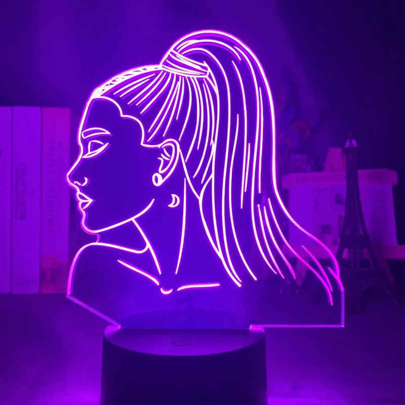 

3d Night Light Bedroom Decor Light Singer Ariana Grande Gift for Fans Led Touch Usb Table Lamp Color Battery Powered Night Light