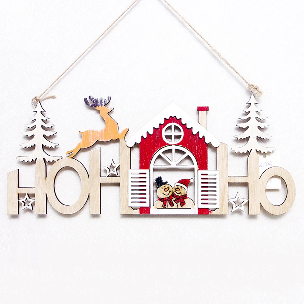 

Natural Wooden Wall Door Hanging Ornament Santa Claus Elk Xmas Tree Pendant Series Christmas Decor Navidad New Year Gifts 2019