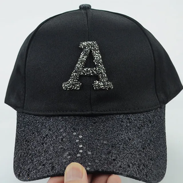 Sequin Letter Baseball Cap Hats & Caps Women's Accessories Women's Apparel color: black A|Black R|gray A|Mesh black A|Mesh Gray A|Mesh pink A|pink A|white A