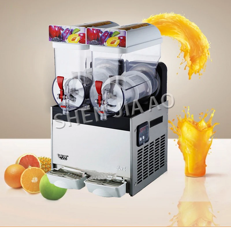 

220-240V double cylinder snow melting machine 2 Tanks of Commercial ice Slush Machine 15L*2 Beverage Juice container XRJ-15LX2