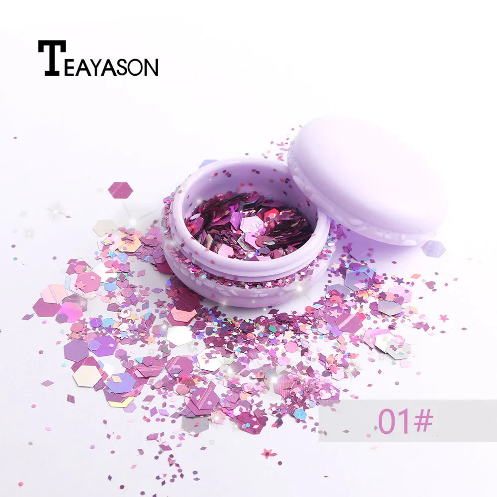 TEAYASON Harajuku фиолетовый лазер Макарон неровный Блеск Мерцающий Блеск красота дропшиппинг - Цвет: 1