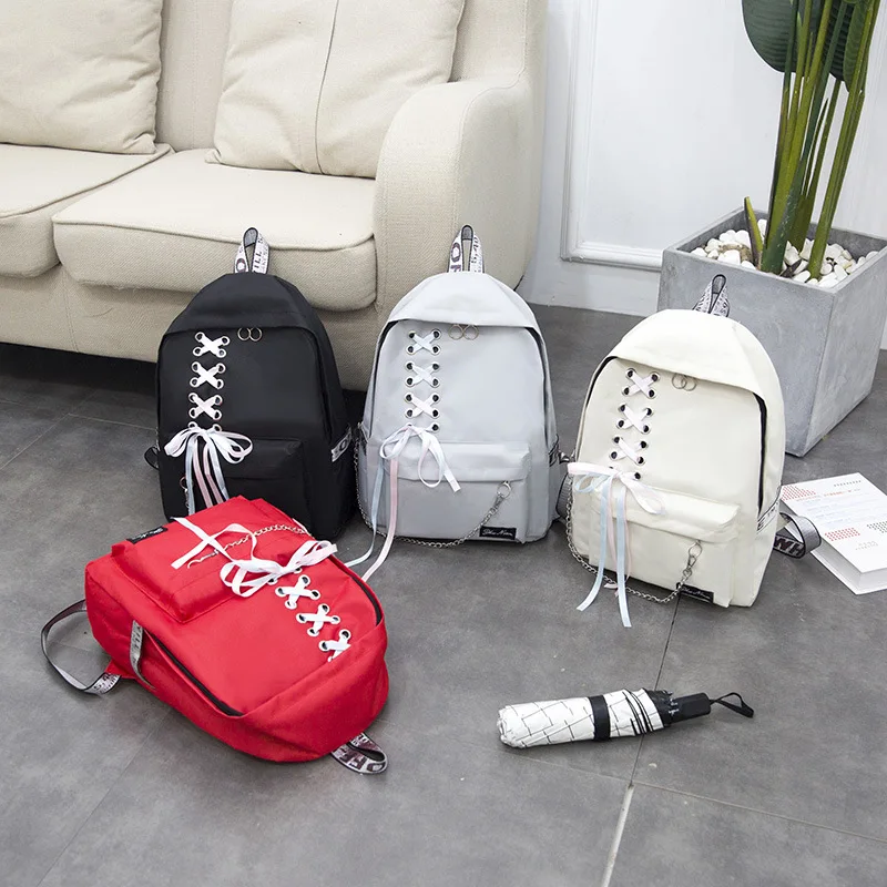 

School Bag Women's Korean-style Harajuku Ulzzang STUDENT'S Backpack GIRL'S Heart Hipster Canvas Backpack