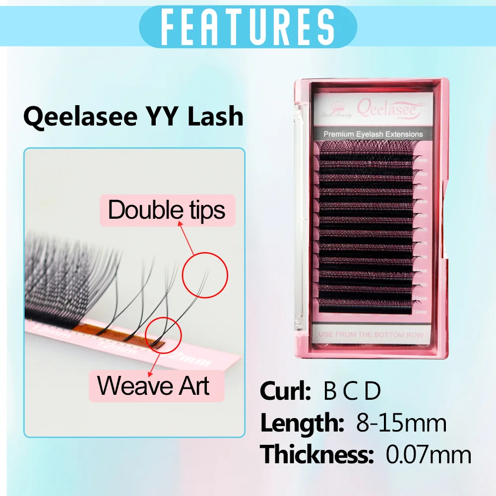 Qeelasee 10 pcs/lot Y-shape Lashes Hand-woven Faux Mink YY Eyelashes Super Soft False Eyelash Grafting Russian volume Lashes 4