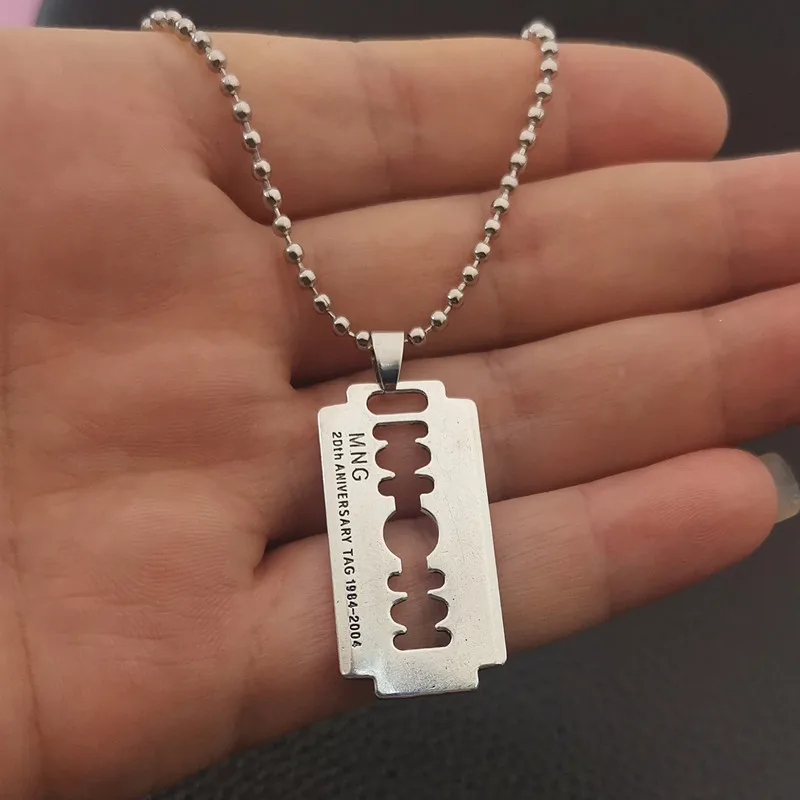 1Pcs Unisex Razor Blade Fashion Necklaces Hip Hop Dog Tag Necklace - Main Image