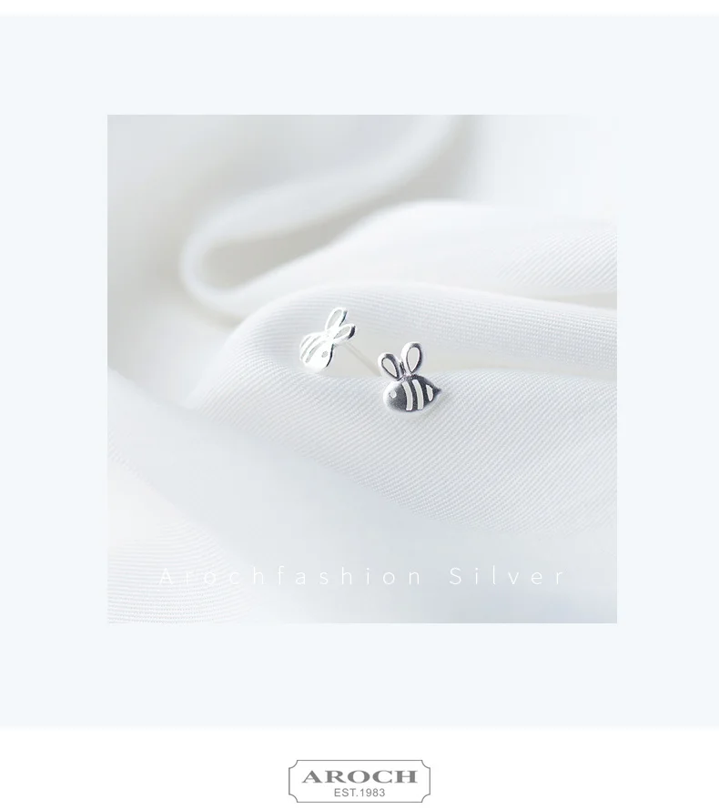 CAIYAYINUO Punk Real 925 Sterling Silver Cute Hollow Tiny Bee Stud Earrings For Women Party Fine Jewelry Lovely Accessories Gift