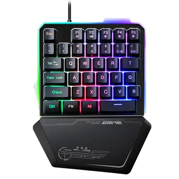 

RGB One Handed Gaming Keyboard, LED Backlit Wired Single Handed Portable Mini Game Keypad with 35 Keys for PS4/Xbox/PC