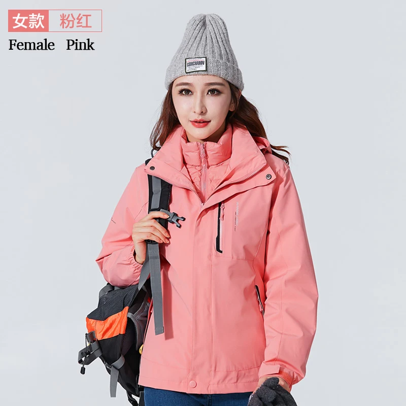 Women Pink Водонепроницаемая куртка для охоты, мужская, мягкая, флисовая ветровка, зимняя куртка для улицы, женская, пуховик, ветровка, abrigo mujer - Цвет: Women Pink
