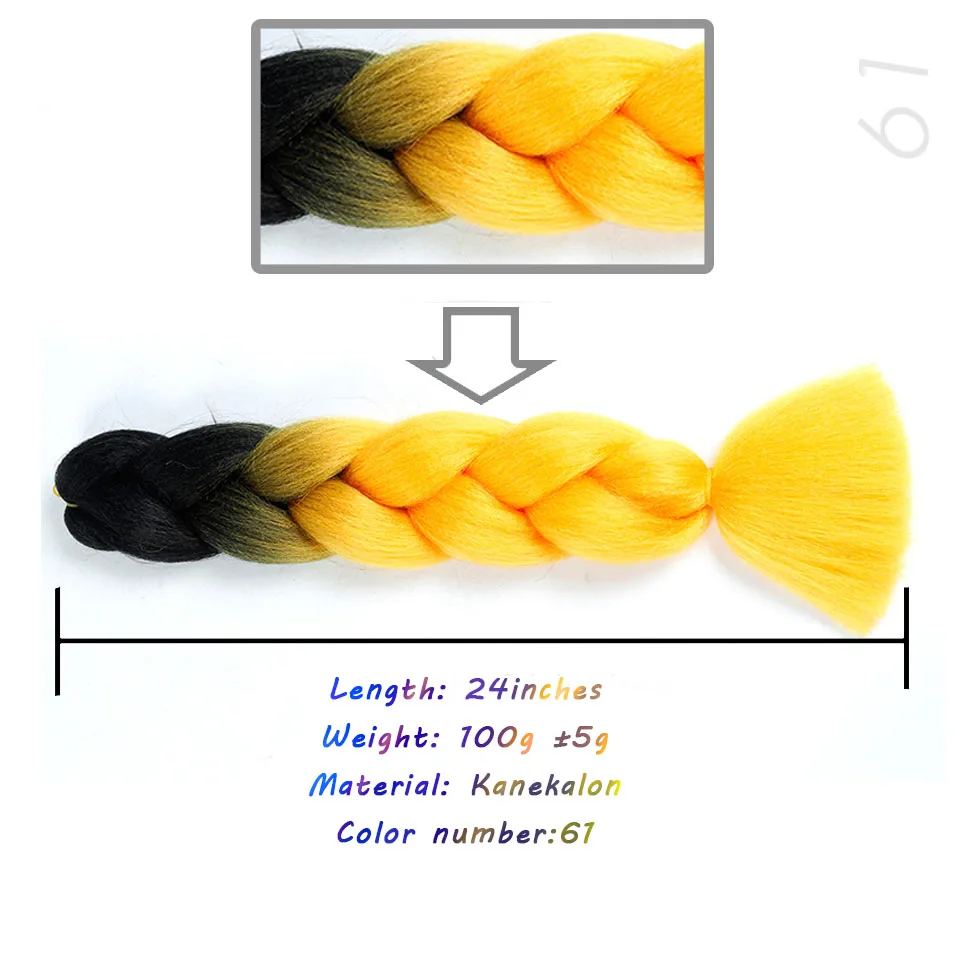 Джамбо косички длинные Омбре Джамбо синтетические плетеные волосы желтый розовый фиолетовый серый наращивание волос негабаритный пинцет аксессуары - Цвет: #350