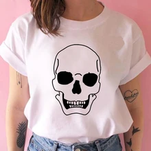 Cheap Women's Wreath T-shirt Cartoon skeleton clothes ladies short sleeve Kawaii Tees top graphic T-shirt printing T-shirt female