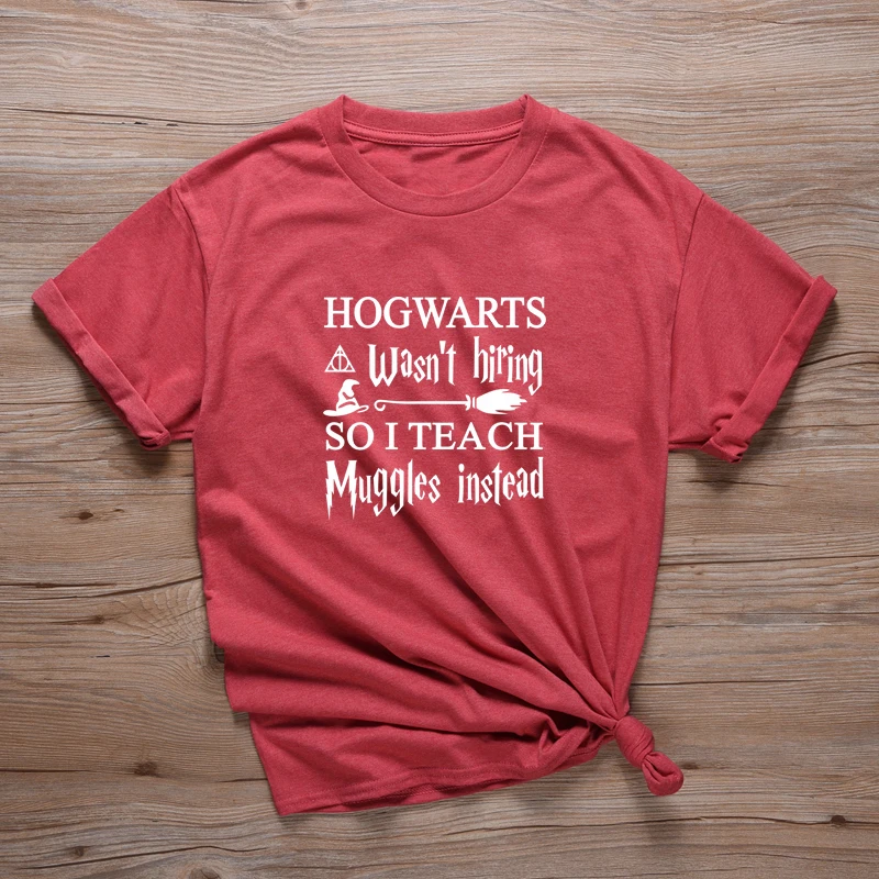 Hogwarts Wasn't Hiring So I Teach Muggles Instead T Shirt Funny Teachers Gift Tees Shirts 90s Aesthetics Potter Tops A-644 black and white striped shirt Tees