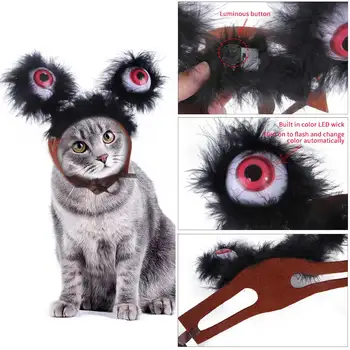 

Adjustable Funny Halloween Decor Monster Apparel Dressing Up Photo Props Pet Hat Dog Cat Big Eyes Scary Costume Party Cosplay
