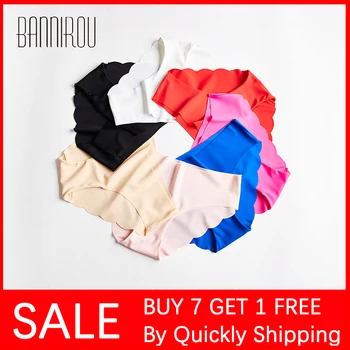 

BANNIROU Seamless Panties For Woman Sports Underwear Sexy Briefs Solid Female Panty Underwear For Women Seamless Buy 7 Get Gifts