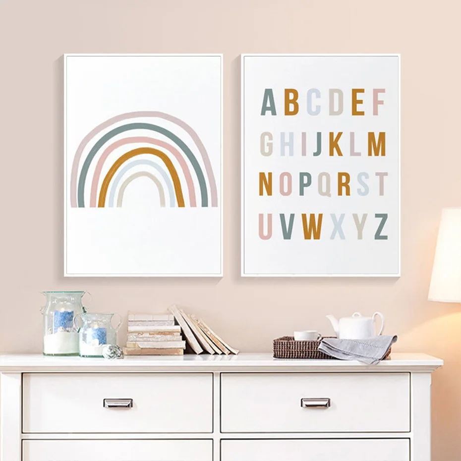 Rainbow-Nursery-Decor-ABC-Alphabet-Poster-Wall-Art-Canvas-Painting-Print-Pictures-New-Baby-Girls-Gift (3)