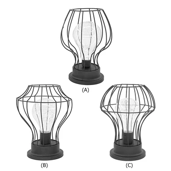 

Retro Wrought Iron LED Table Lamp Creative Bedroom Decorative Night Light Pendant Light Birdcage No Bulb Included