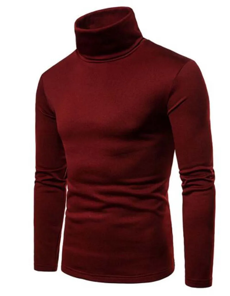

2019 Hot Fashion Mens Sweater Solid Roll Turtle Neck Pullover Knitted Jumper Winter Male Fashion Casual Tops