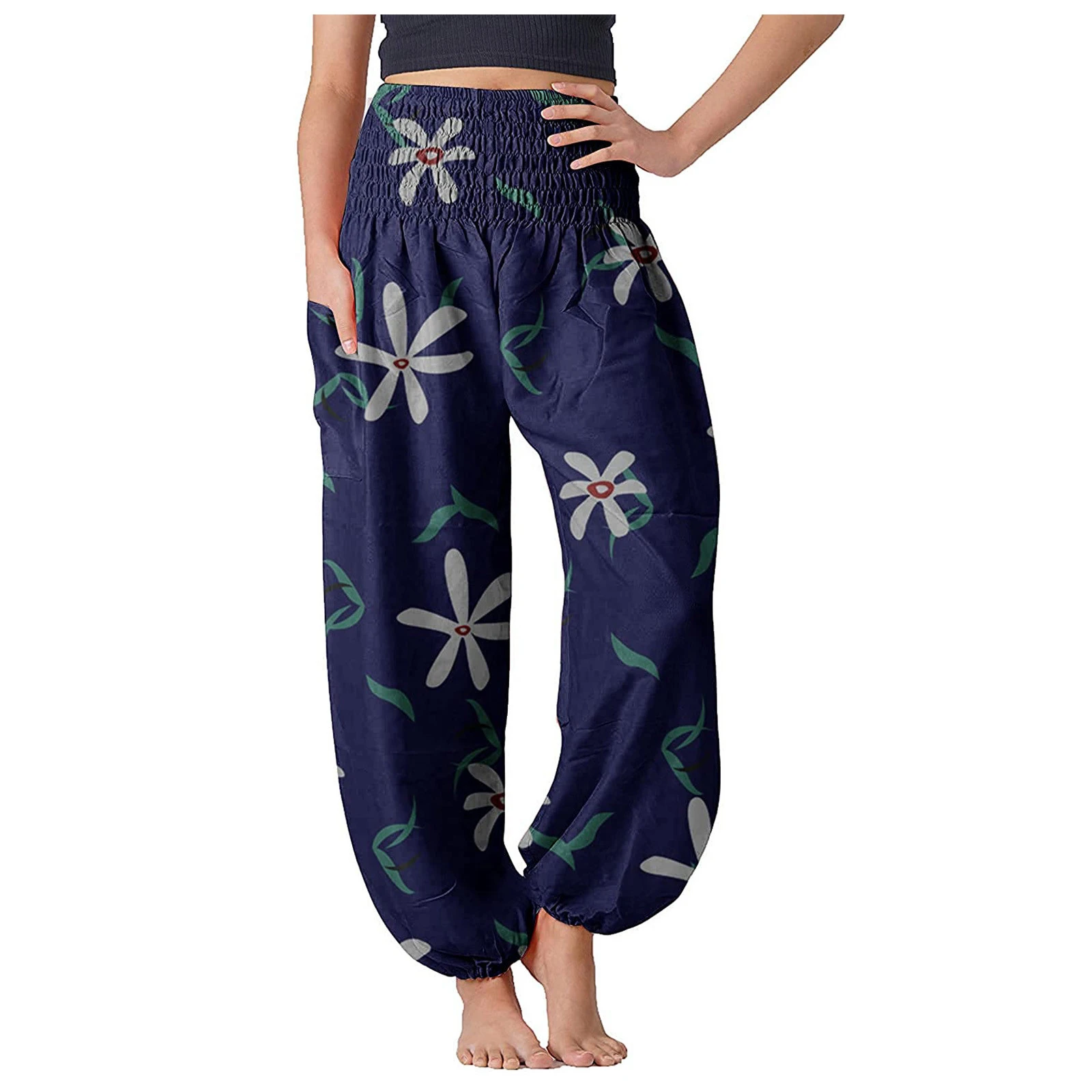 de cintura alta de las mujeres Boho cómodo sueltos pantalones Pantalones ropa de otoño para las mujeres pantalones de chándal штаны спорт женские|Pantalones y pantalones capri| - AliExpress