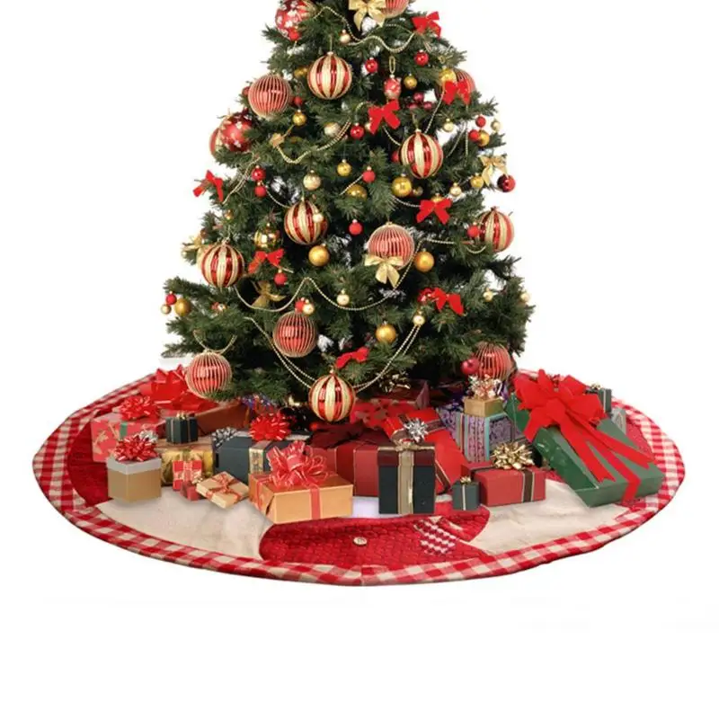 Мягкие красные юбки для рождественской елки круглые плюшевые тканевые кружева на липучке фартук одеяло коврик Покрытие украшения для домашней вечеринки рождественские принадлежности