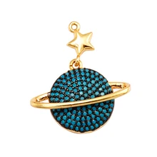  Blue Earth Planet Fuchsia Green Mix Colouring CZ, Bracelet Necklace Pendant Earring Attachment Charm Jewelry Components Findings 