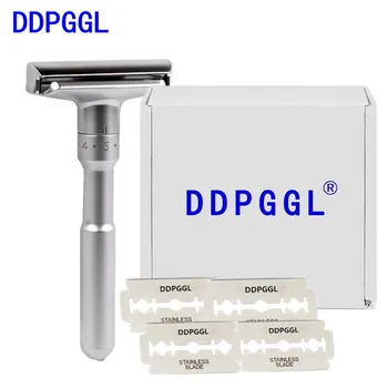 

DDPGGL Men Double Classic Razor Edge Adjustable Razor Shaver Smooth to Aggressive 1-6 Lime Hair Removal Razor with 5 Blades