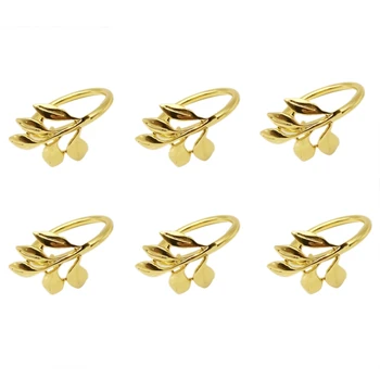 

6Pcs/Lot Hotel Napkin Ring Napkin Holder Fall Leaves Napkin Buckle Christmas Wedding Party Gold Napkin Circle Dinner Table Decor