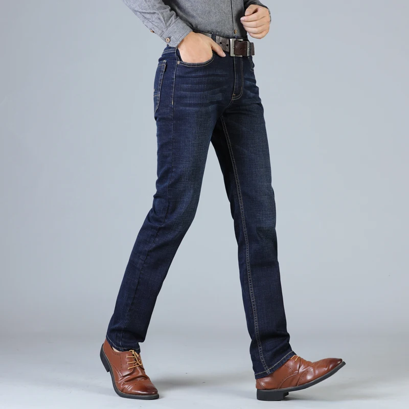 80% OFF Men's Stretch Jeans Business Casual Classic Style Straight Denim Pants Fashion Casual Pant Slim Fit Straight Washed Trousersblue