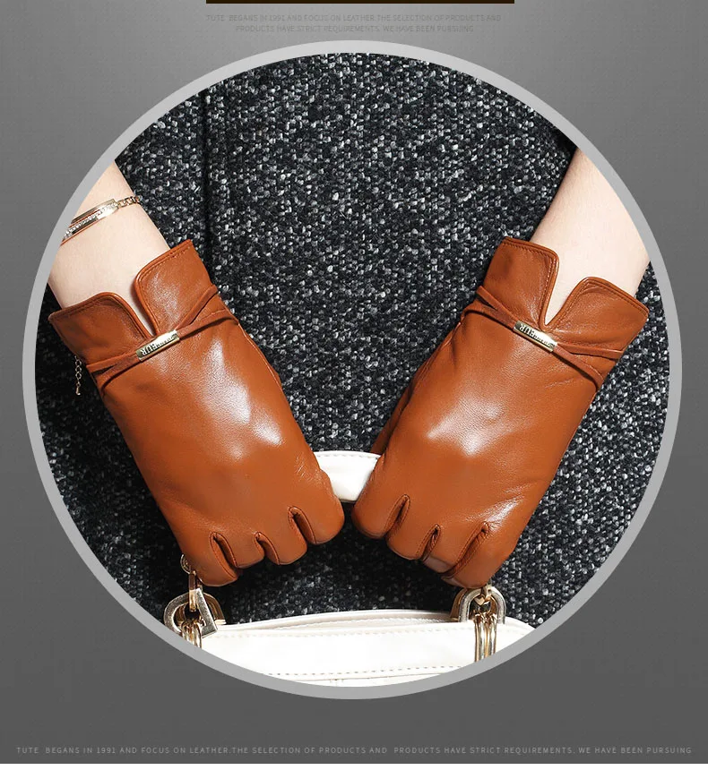 Перчатки из натуральной овечьей кожи, женские зимние перчатки из натуральной кожи с сенсорным экраном, женские теплые бархатные перчатки TE3329