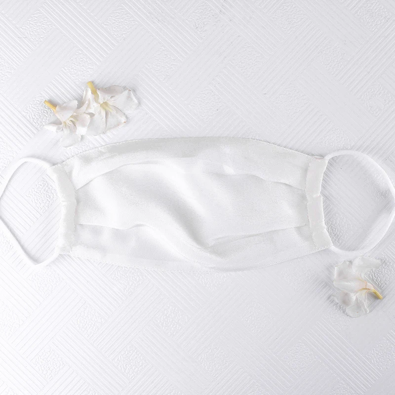 Summer Thin Silk Face Mask Breathable Soft Dual Layer Windproof Sunscreen Mouth Mask Solid /Floral Printed Resuable Women Masks