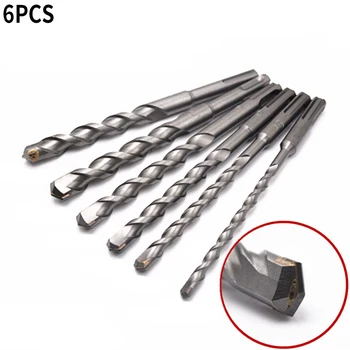 

6pcs 160mm Practical Mini Brick Drill Bit Set DIY Stone Manual Electric Hammer Spiral Cemented Carbide Concrete Drilling Bits