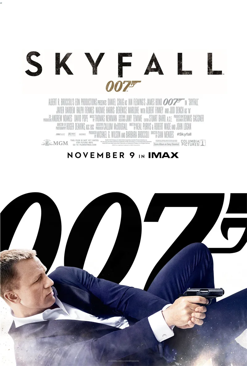 

60x90cm Film Posters SKYFALL 007 James-Bond Movie Canvas Painting Art Poster Prints Wall Art Pictures for Bar Coffee Home Decor