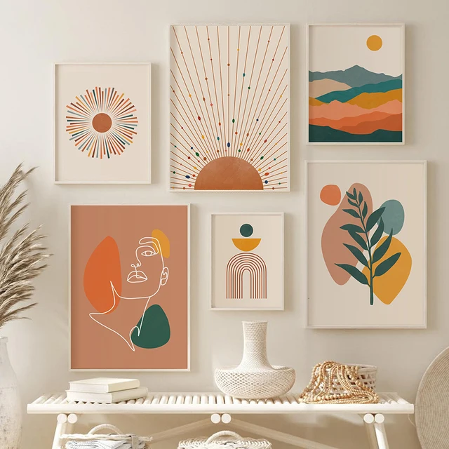 Geometric Line Art Sunshine Posters Canvas