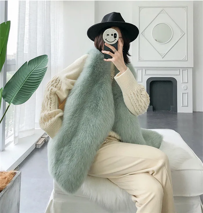 Autumn Winter Women's Genuine Real Whole skin Fox Fur Vest Lady Slim Waistcoat Gilet