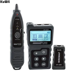 Kuwfi lan testador rj45 display lcd medida comprimento cat5 cat6 lan crimper cabo poe fio verificador de teste rede ferramenta linha verificação